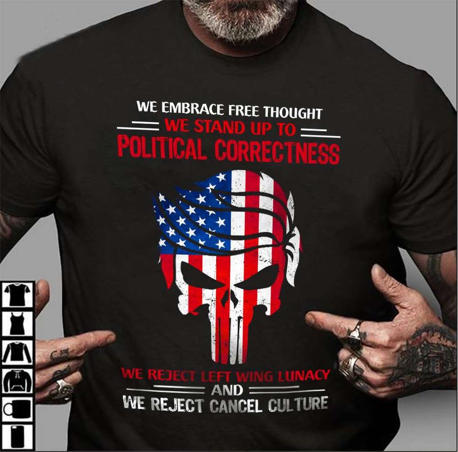 We embrace free thought we stand up to political correctness, America president, Donald Trump America flag
