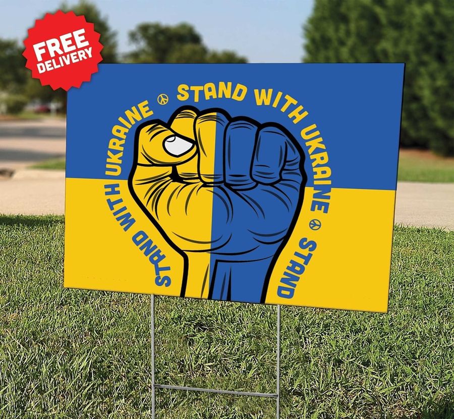 We Stand With Ukraine Yard Sign Pray For