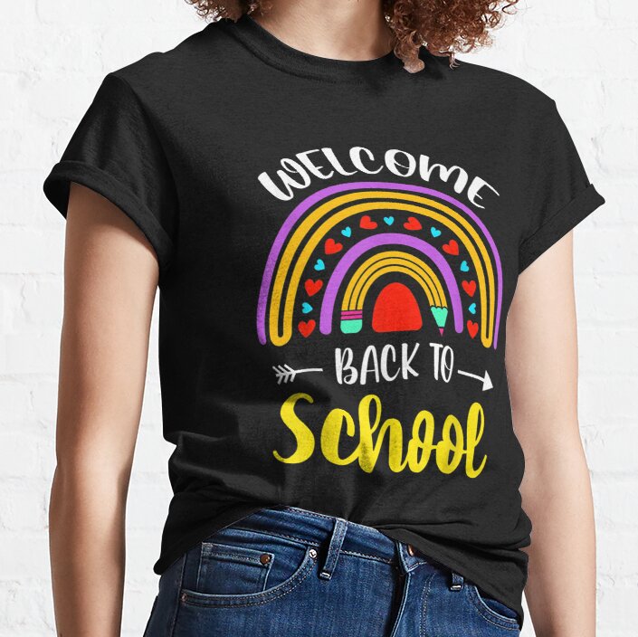 Welcome Back to School Survival Math Quiz Rainbow  Classic T-Shirt