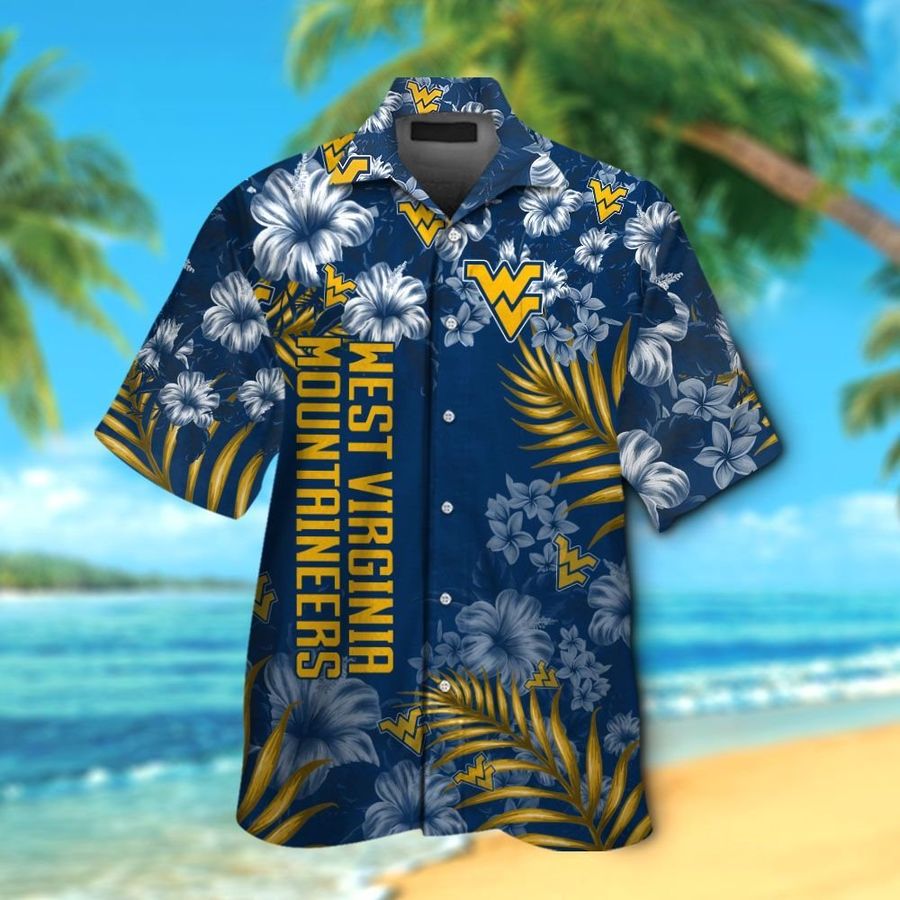 West Virginia Mountaineers Short Sleeve Button Up Tropical Aloha Hawaiian Shirts For Men Women