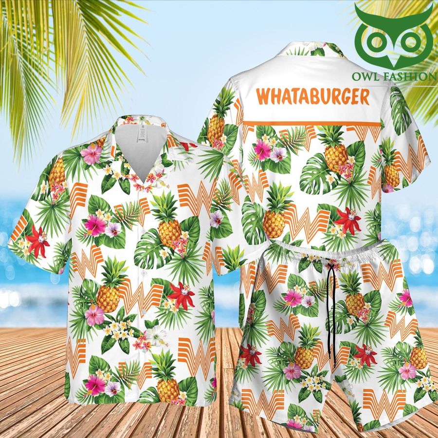 WHATABURGER Aloha floral Summer Beach Hawaiian Outfit