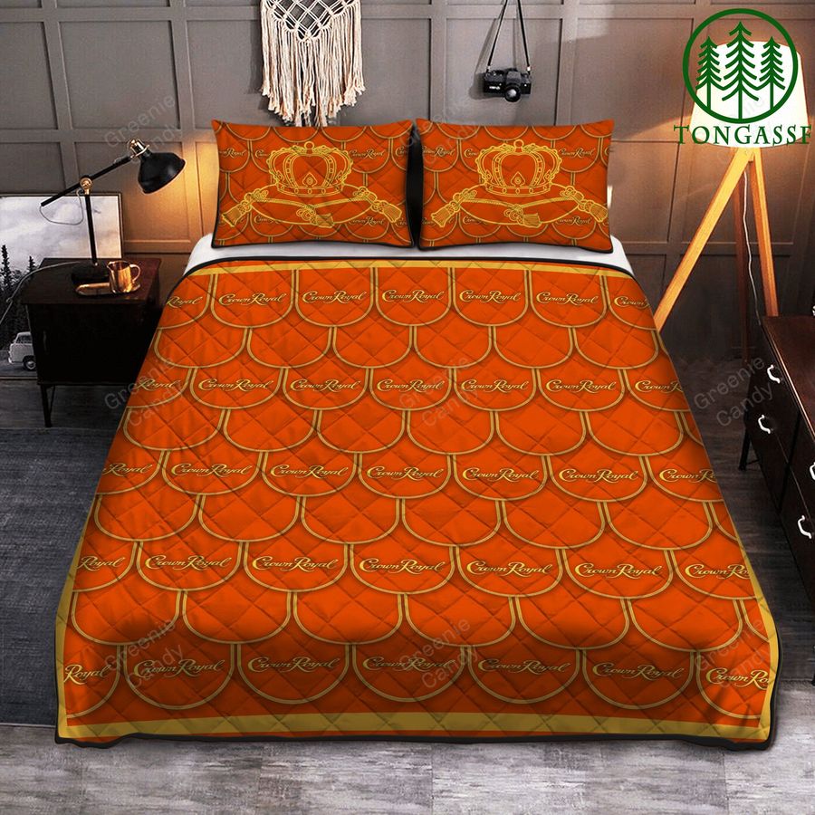 Whiskey Crown Royal Peach Quilt Comforter Set