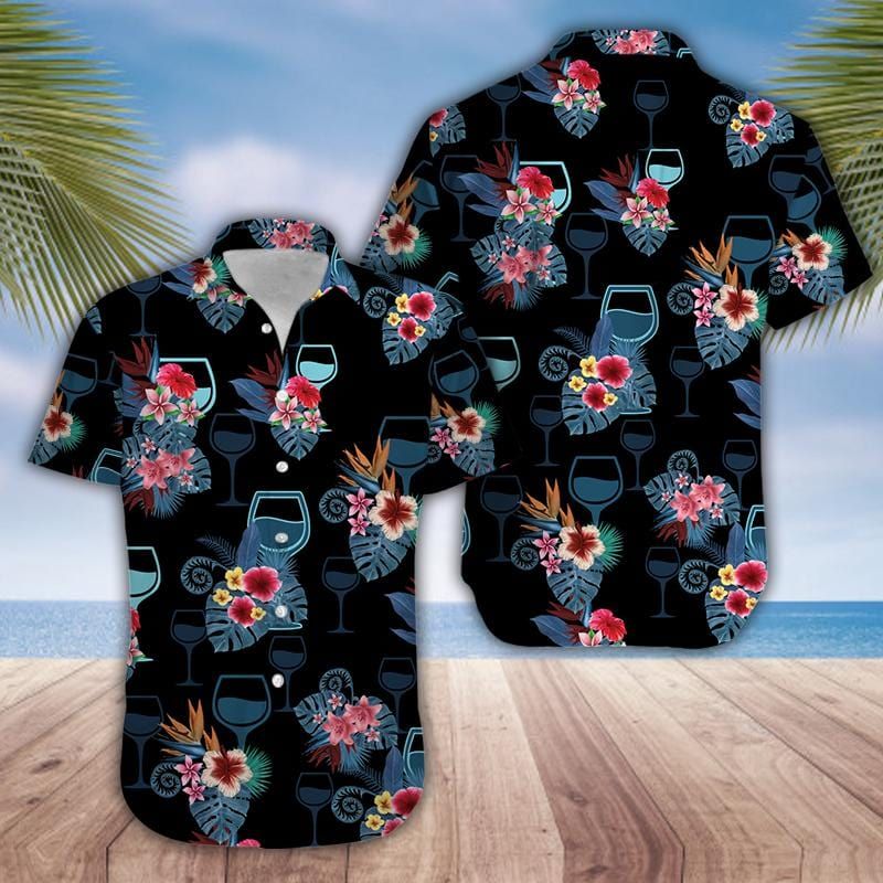 Wine Black Tropical Aloha Hawaiian Shirts