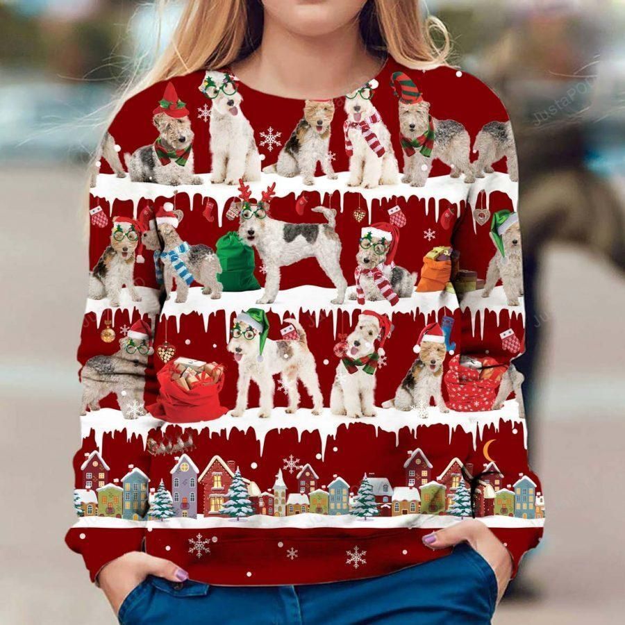 Wire Hair Fox Terrier Dog Ugly Christmas Sweater All Over