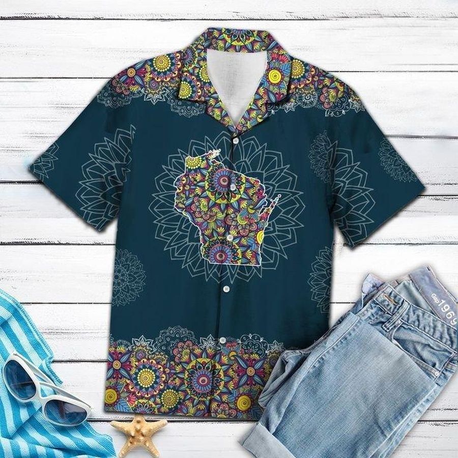 Wisconsin Mandala Hawaiian Shirt Pre12019, Hawaiian shirt, beach shorts, One-Piece Swimsuit, Polo shirt, Personalized shirt, funny shirts