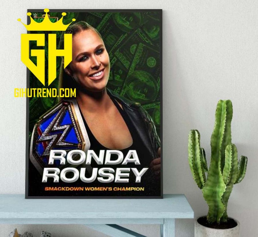 WWE MITB Money In The Bank And Still Ronda Rousey Smackdown Womens Champions Poster Canvas Home Decoraiton