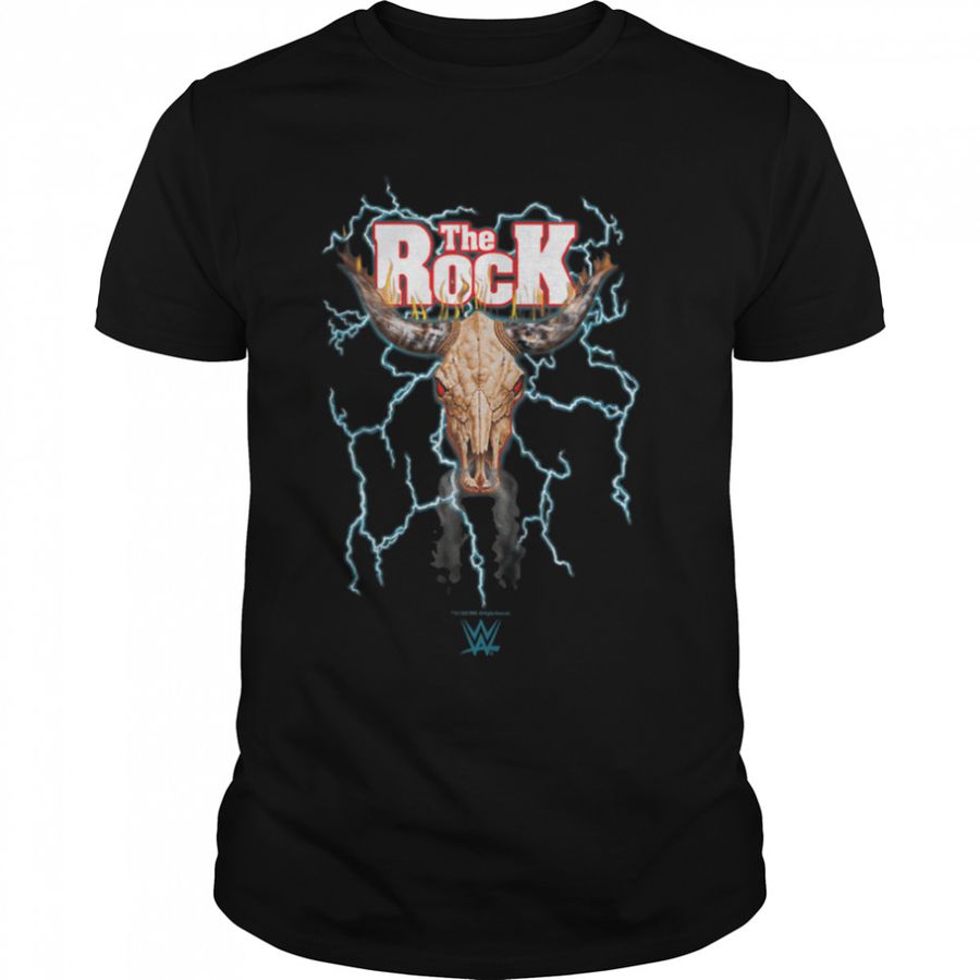 WWE The Rock Lightning Bull Skull Logo T-Shirt B0B4TDPD5S