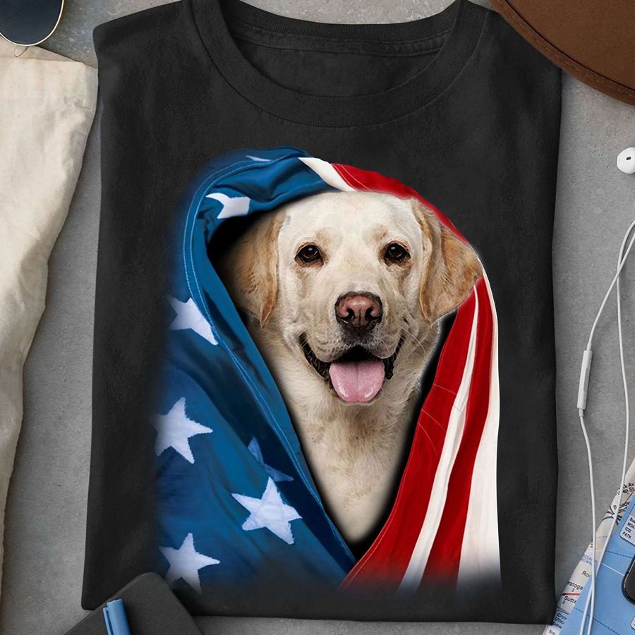 Yellow Labrador – America Flag, Independence Day