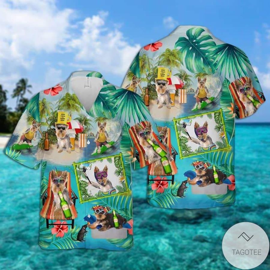 Yorkie Surfing Hawaiian Shirt