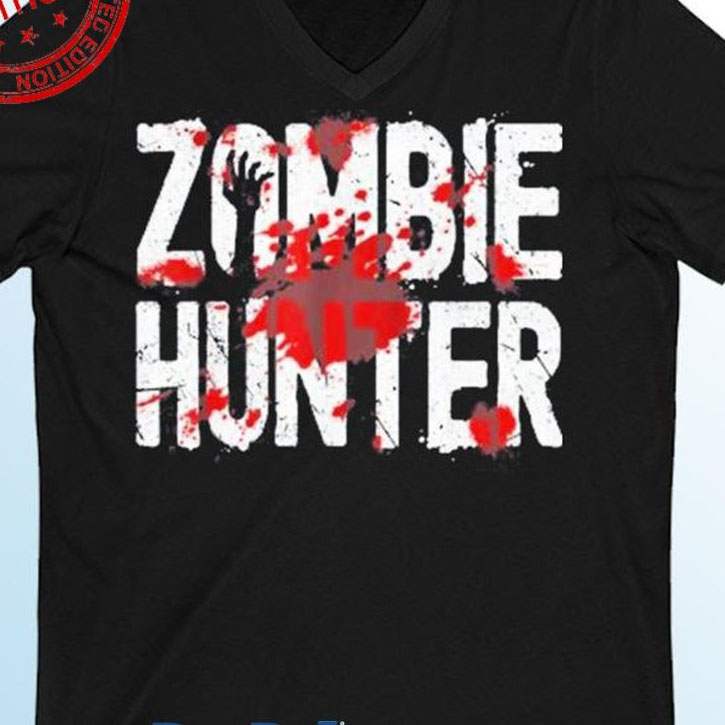 Zombie Hunter Halloween Costume Blood Splatter Shirt