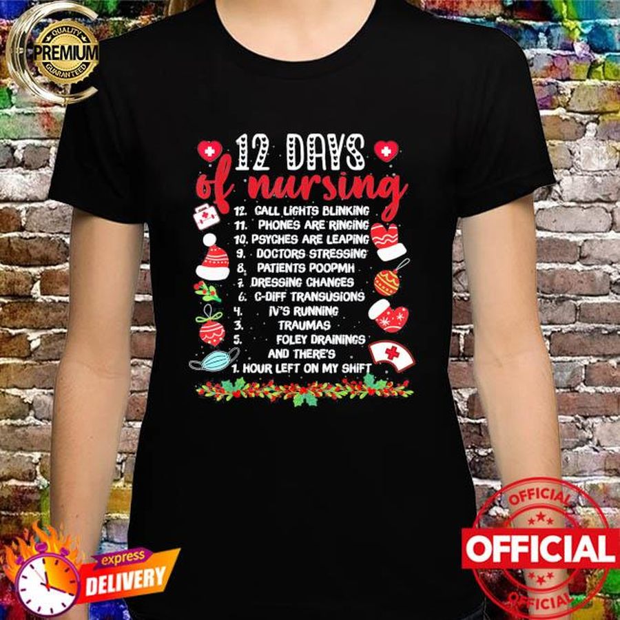 12 days of nursing nurse Christmas nurse shirt