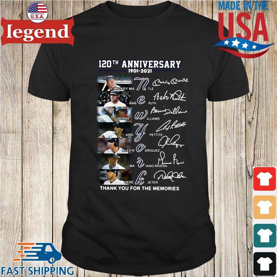 120th anniversary 1902-2021 New York thank you for the memories signatures shirt