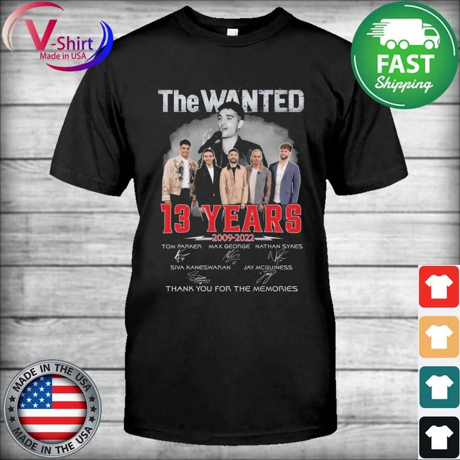 13 years 2009 2022 The Wanted thank you for the memories signatures shirt