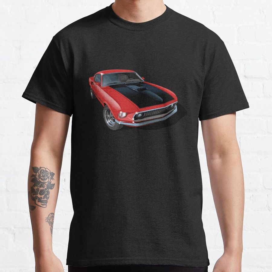 1969 ford mustang mach 1 in red Classic T-Shirt