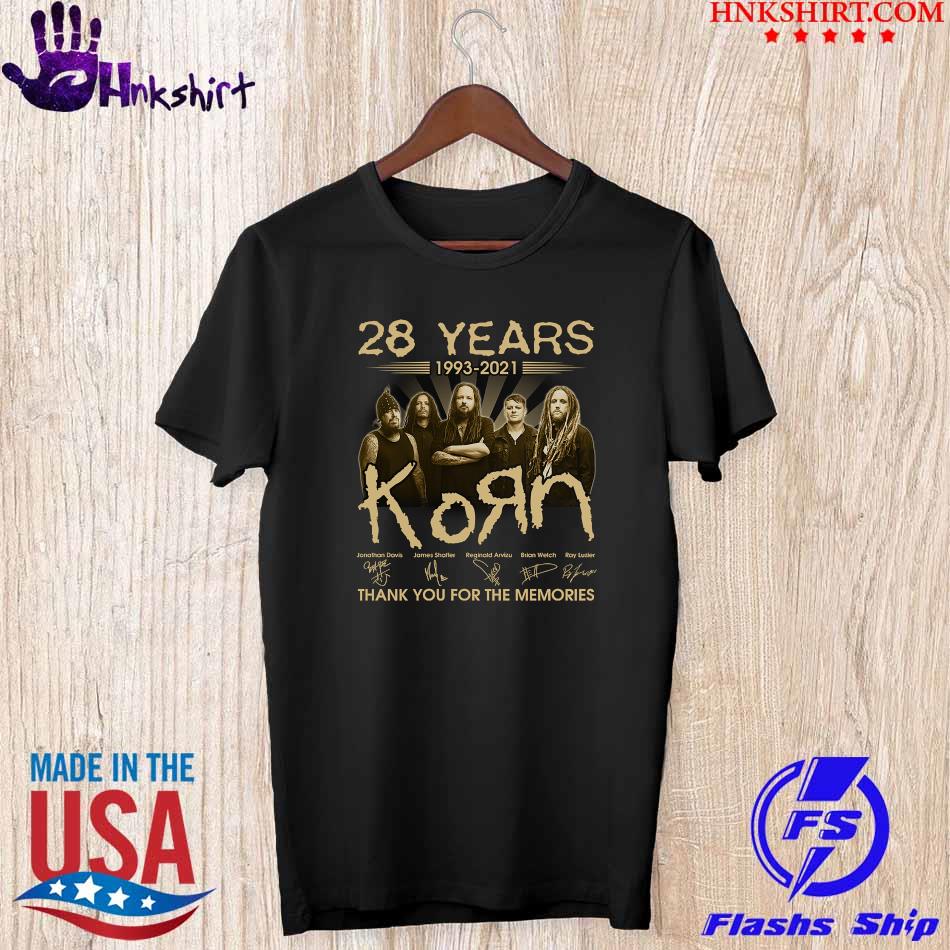 28 Years 1993 2021 Korn thank You for the memories signatures shirt