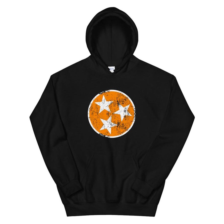 3 Star Tn Orange And White Distressed Tennessee State Flag Hoodie