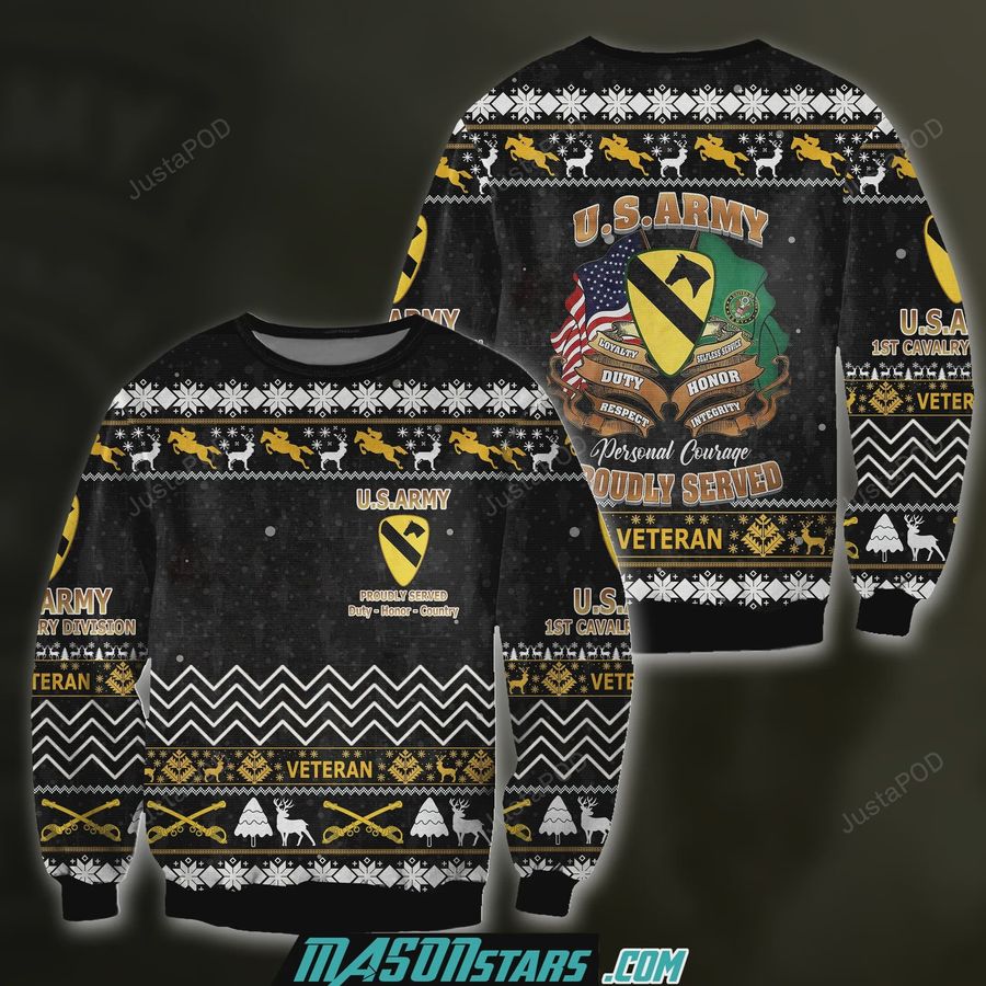 3D All Over 1st Carvalry Division Veteran Ugly Sweater, Ugly Sweater, Christmas Sweaters, Hoodie, Sweater