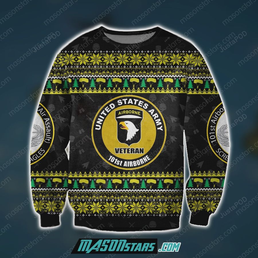 3D ALL OVER PRINT 101ST AIRBORNE DIVISION VETERAN UGLY CHRISTMAS SWEATER, Ugly Sweater, Christmas Sweaters, Hoodie, Sweater