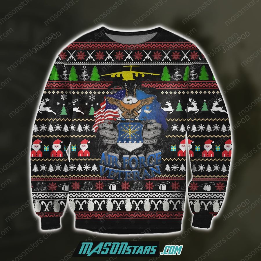 3D All Over Print Air Force Veteran Ugly Christmas Sweater, Ugly Sweater, Christmas Sweaters, Hoodie, Sweater
