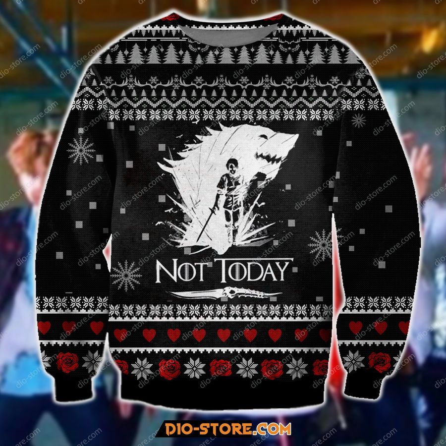 3D All Over Print Game Of Thrones – Not Today Ugly Christmas Sweater Hoodie All Over Printed Cint10214, All Over Print, 3D Tshirt, Hoodie, Sweatshirt