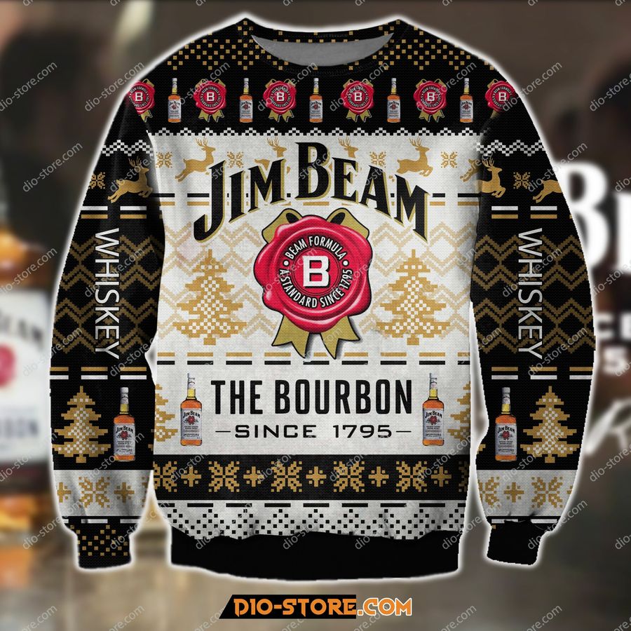 3D All Over Print Jim Beam The Bourbon Since 1795 Ugly Christmas Sweater Hoodie All Over Printed Cint10285, All Over Print, 3D Tshirt, Hoodie