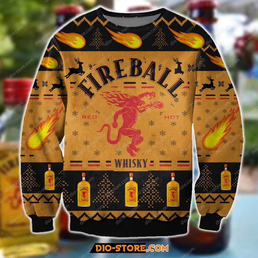 3D All Over Print Knitting Pattern Fireball Cinnamon Ugly Christmas Sweater 1 Hoodie All Over Printed Cint10271, All Over Print, 3D Tshirt, Hoodie