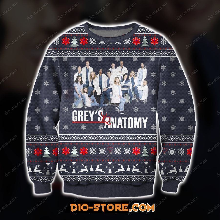 3D All Over Print Knitting Pattern Greys Anatomy Ugly Christmas Sweater Hoodie All Over Printed Cint10229, All Over Print, 3D Tshirt, Hoodie