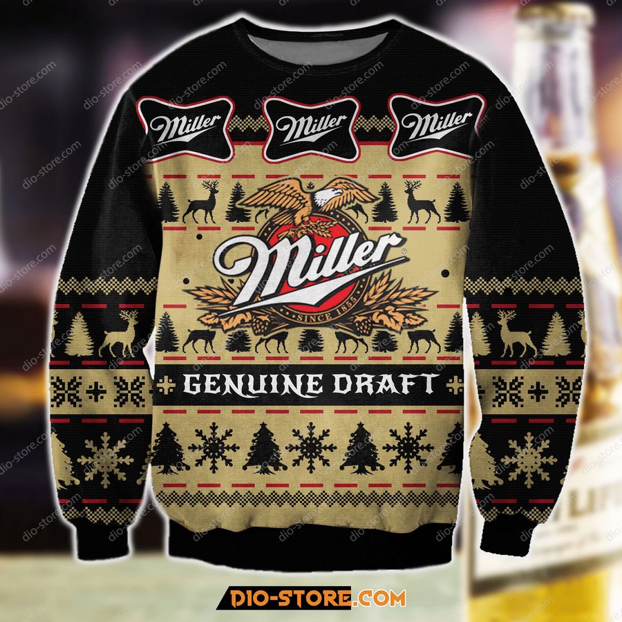 3D All Over Print Miller Genuine Draft Beer Ugly Christmas Sweater, Ugly Sweater, Christmas Sweaters, Hoodie, Sweatshirt, Sweater