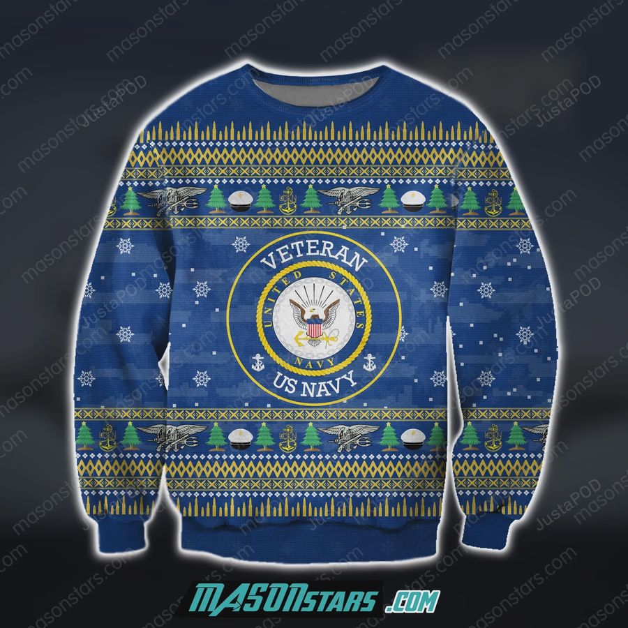 3D All Over Print Us Navy Veteran Ugly Sweater, Ugly Sweater, Christmas Sweaters, Hoodie, Sweater