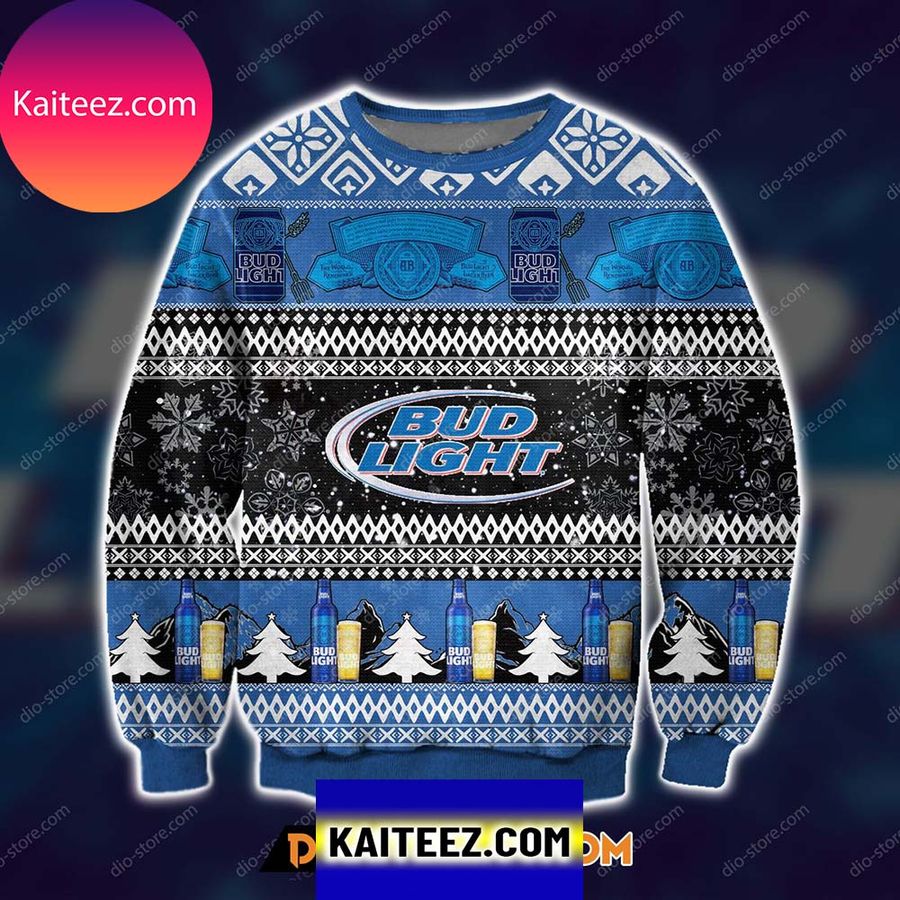 3D All Over Printed Bud Light Beer Christmas Ugly  Sweater