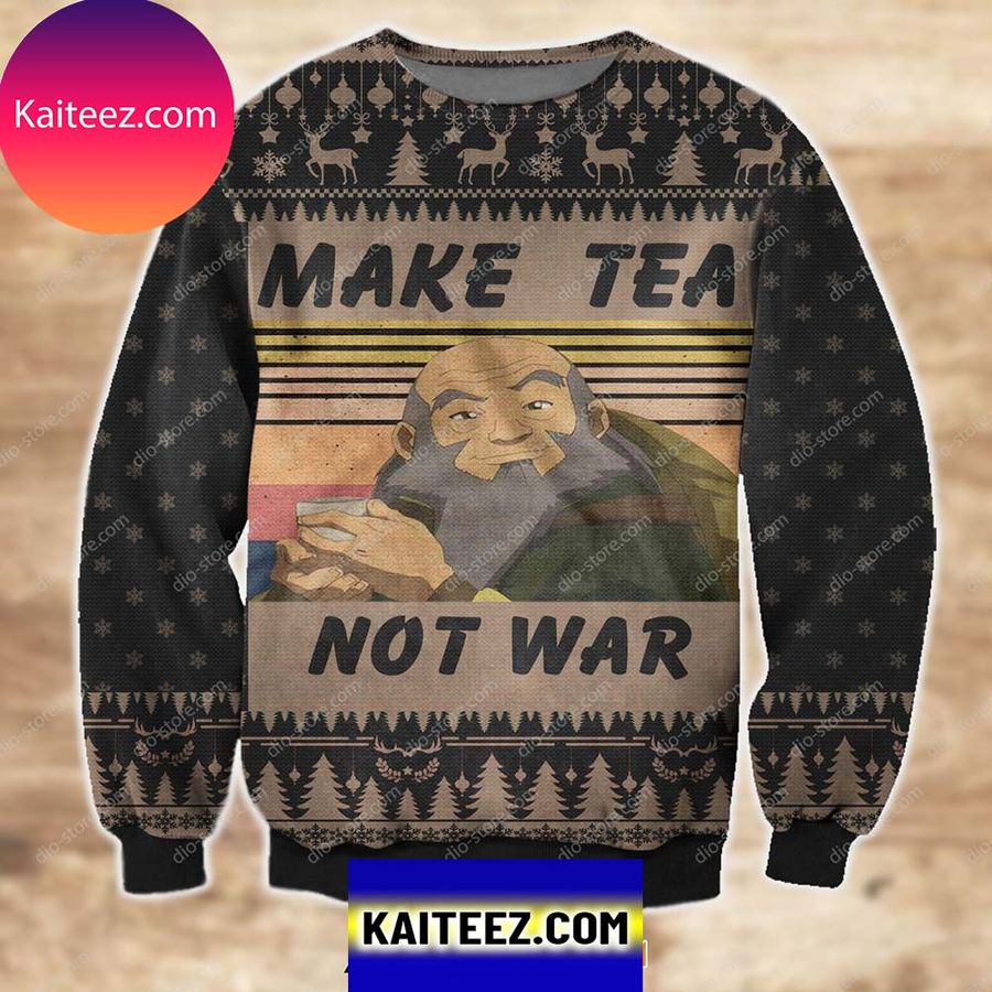 3D All Over Printed Make Tea Not War Christmas Ugly  Sweater