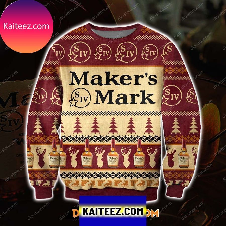 3D All Over Printed Maker's Mark Whiskey Christmas Ugly  Sweater