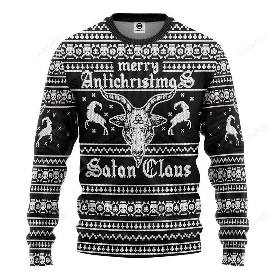 3D Antichristmas Satan Claus Ugly Christmas Sweater Sweatshirt Apparel Ugly