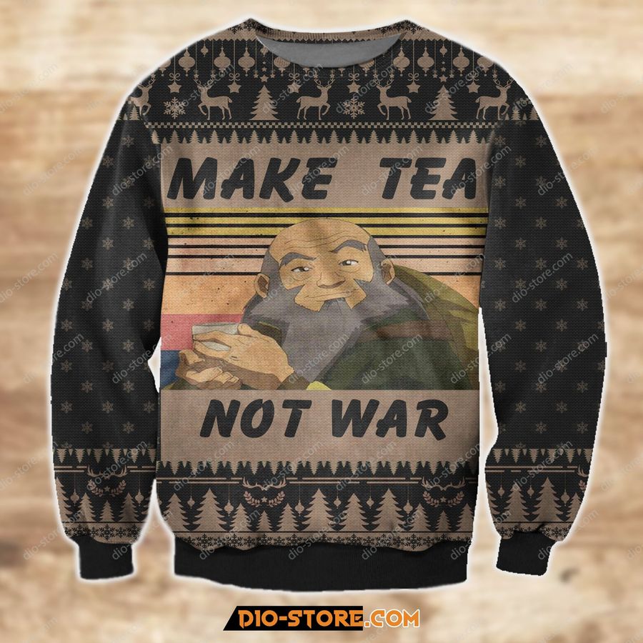 3D Knitting Pattern Make Tea Not War Ugly Christmas Sweater Hoodie All Over Printed Cint10248, All Over Print, 3D Tshirt, Hoodie, Sweatshirt
