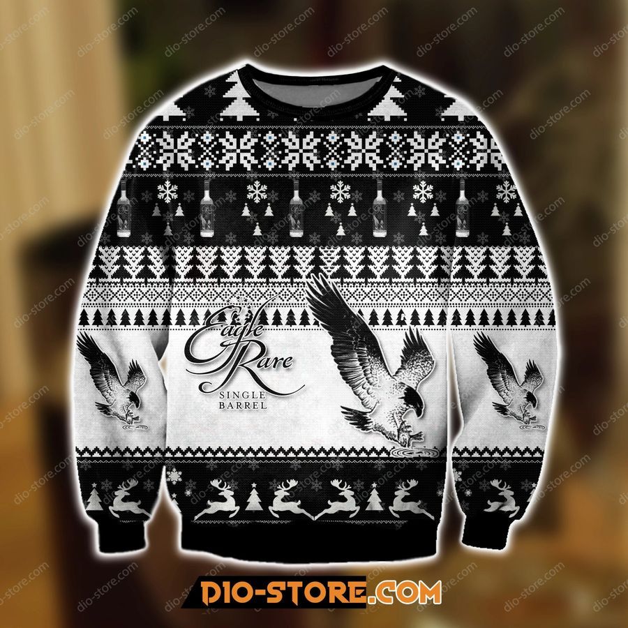3D Print Knitting Pattern Eagle Rare Whiskey Ugly Christmas Sweater Hoodie All Over Printed Cint10297, All Over Print, 3D Tshirt, Hoodie, Sweatshirt