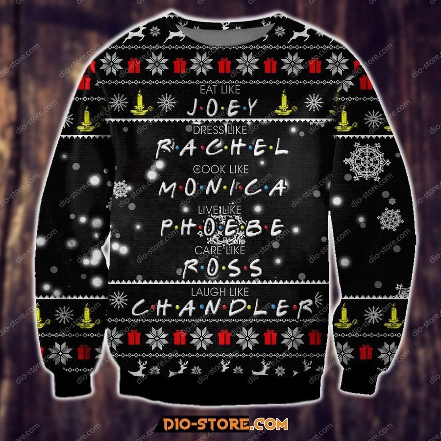 3D Print Knitting Pattern Friends – American Sitcom Ugly Christmas Sweater Hoodie All Over Printed Cint10250, All Over Print, 3D Tshirt, Hoodie