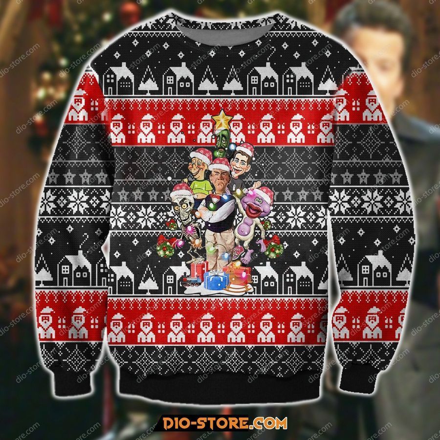 3D Print Knitting Pattern Jeff Dunham Christmas Tree Led Light Ugly Sweater Hoodie All Over Printed Cint10258, All Over Print, 3D Tshirt, Hoodie