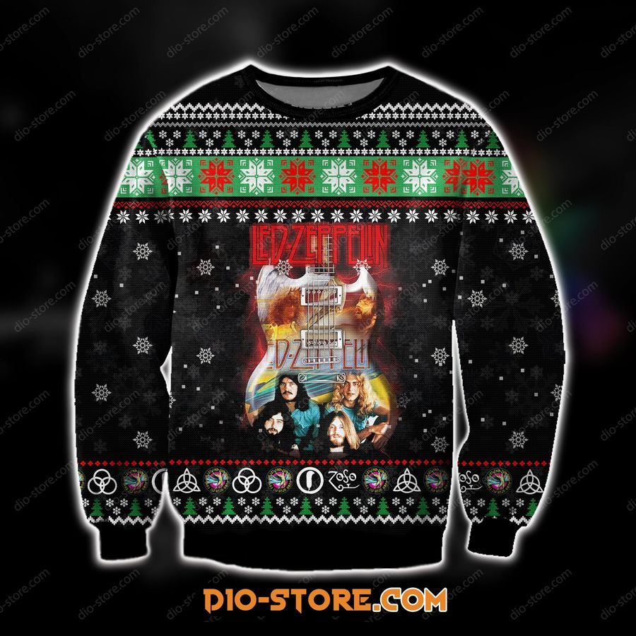 3D Print Knitting Pattern Led Zeppelin Ugly Christmas Sweater Hoodie All Over Printed Cint10227, All Over Print, 3D Tshirt, Hoodie, Sweatshirt