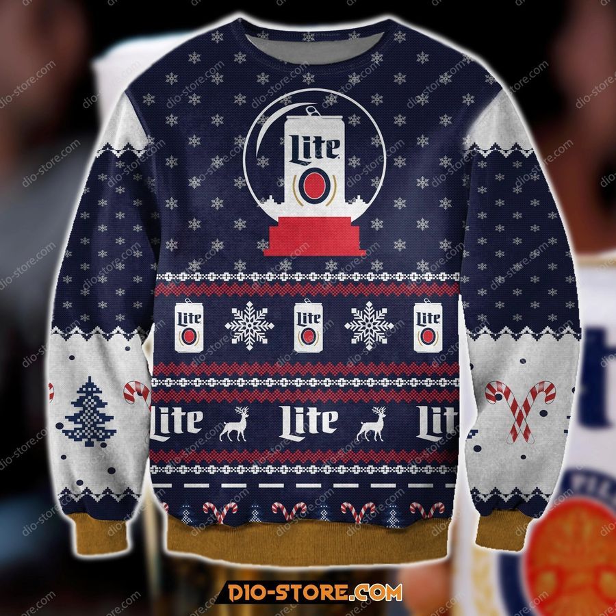 3D Print Knitting Pattern Miller Lite Ugly Christmas Sweater Hoodie All Over Printed Cint10268, All Over Print, 3D Tshirt, Hoodie, Sweatshirt
