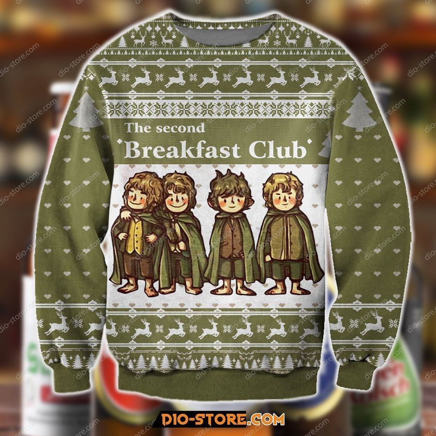 3D Print Knitting Pattern The Second Breakfast Club Ugly Christmas Sweater Hoodie All Over Printed Cint10254, All Over Print, 3D Tshirt, Hoodie