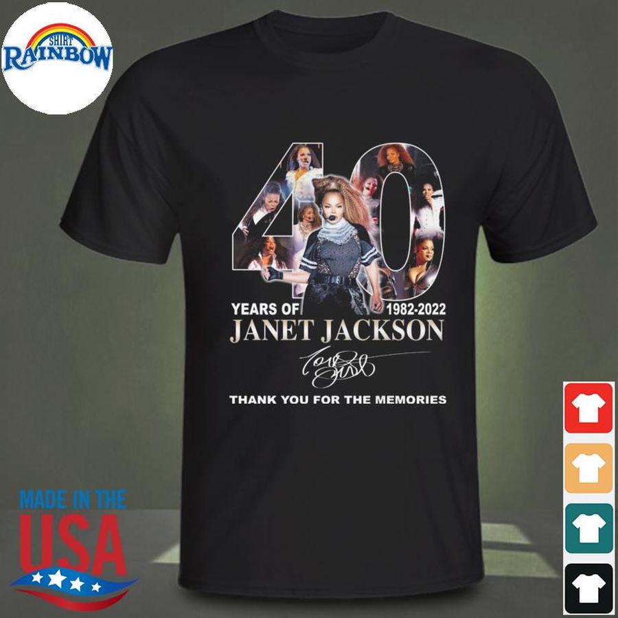 40 years of 1982 2022 Janet Jackson thank you for the memories signatures shirt