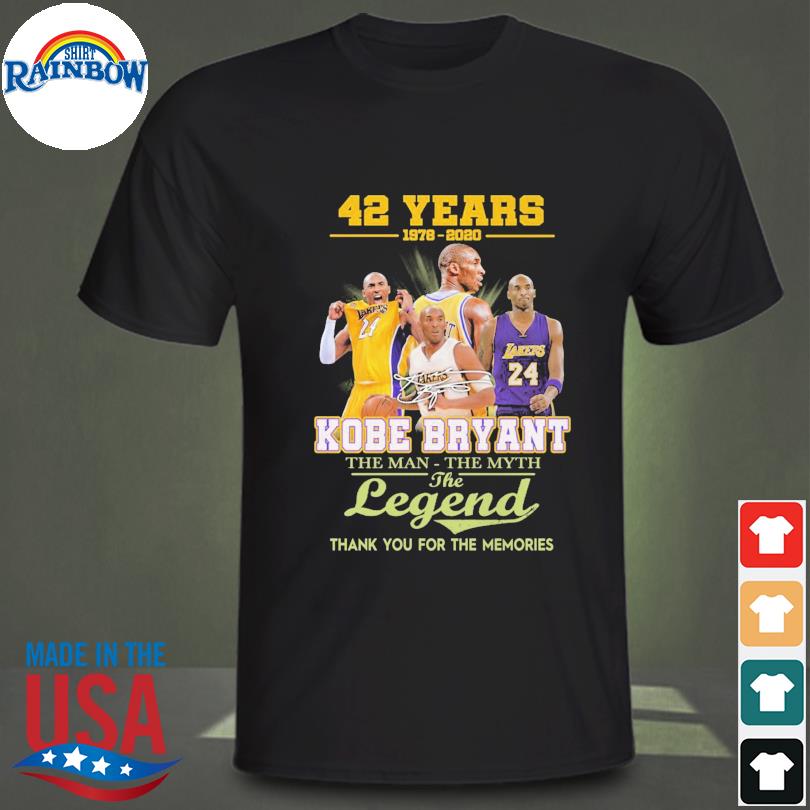 42 years 1978 2020 Kobe Bryant the man the myth the legend thank you for the memories signature shirt