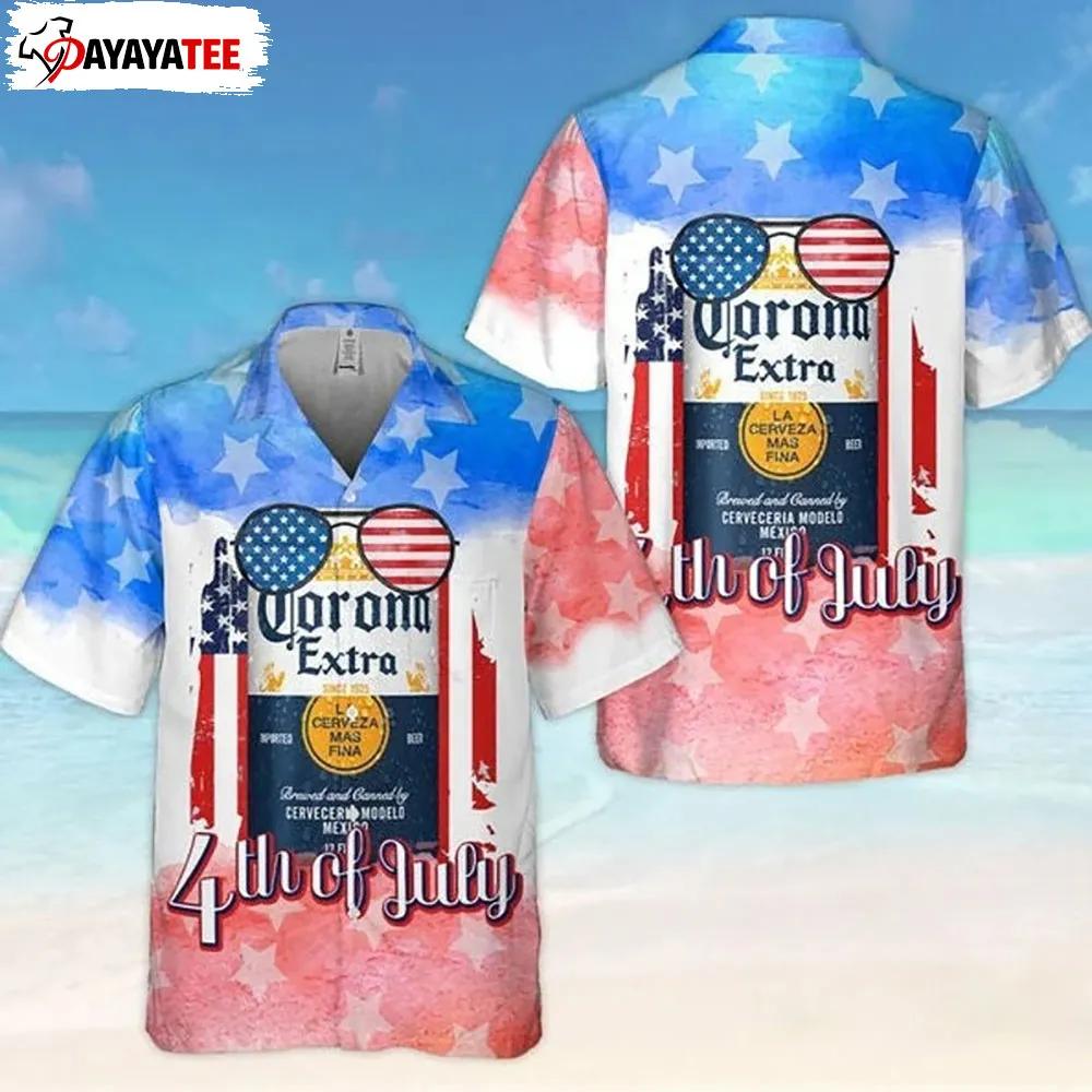 4Th Of July Hawaiian Shirt Patriotic Corona Extra