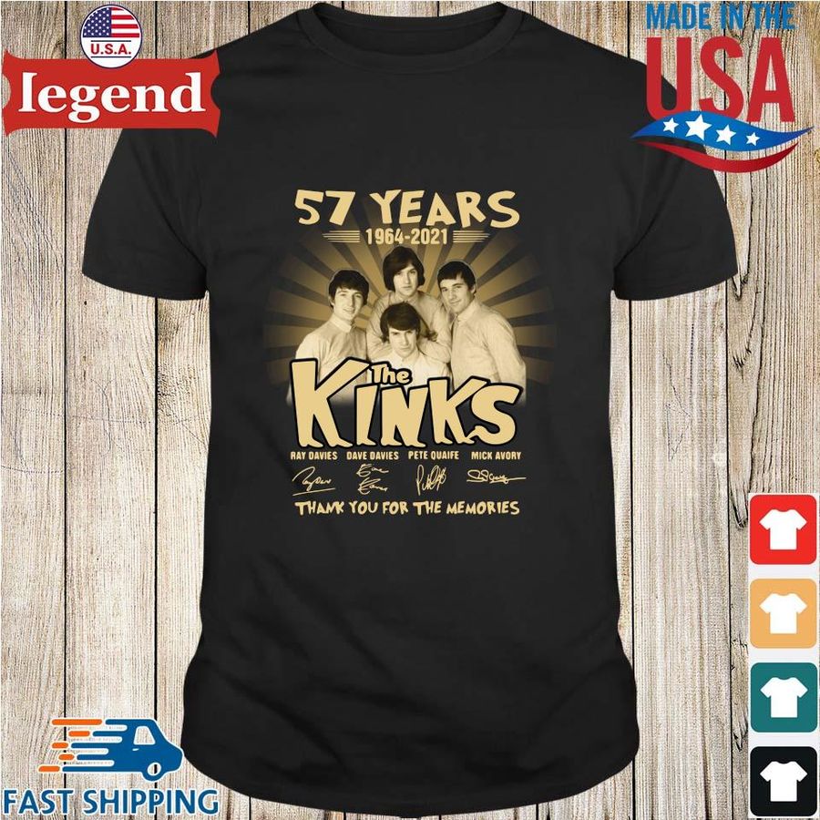 57 years 1964-2021 The Kinks thank you for the memories signatures shirt