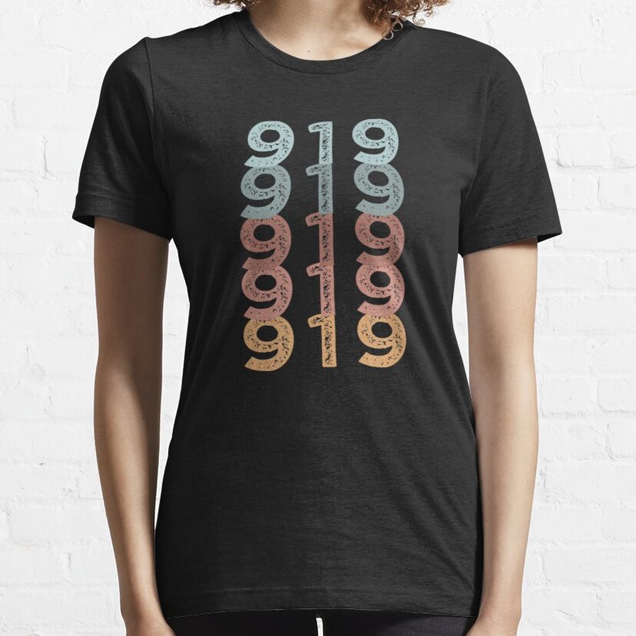 919 North Carolina USA Multi Color Area Code Essential T-Shirt