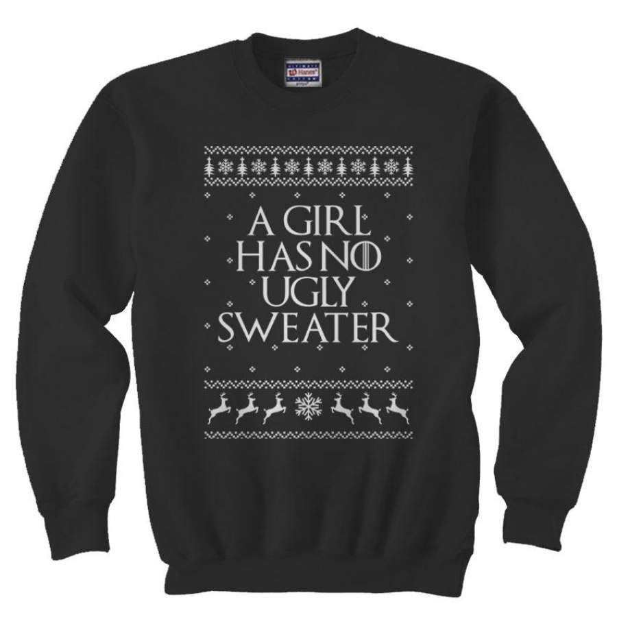A Girl Has No Ugly Sweater Unisex Crewneck Sweatshirt Adult