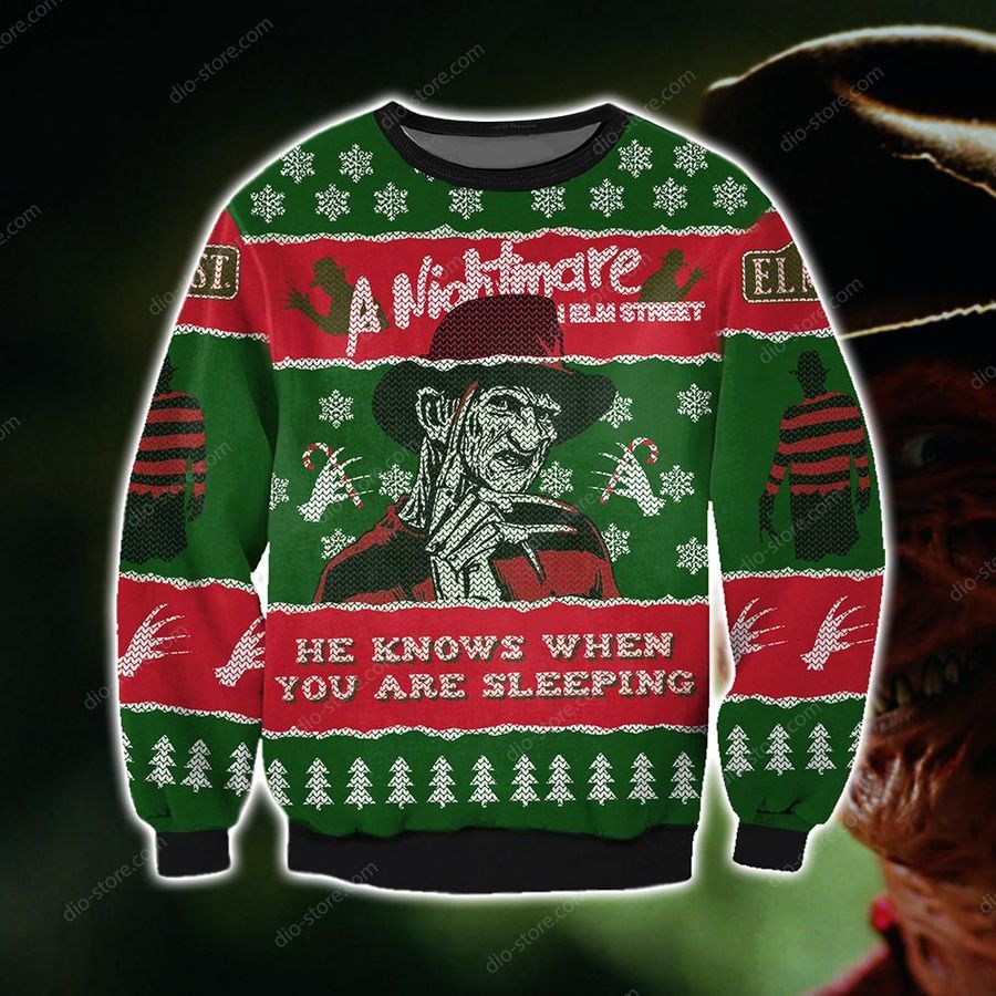A Nightmare On Elm Street Knitting Pattern 3D Print Ugly Sweater Hoodie All Over Printed Cint10499, All Over Print, 3D Tshirt, Hoodie, Sweatshirt