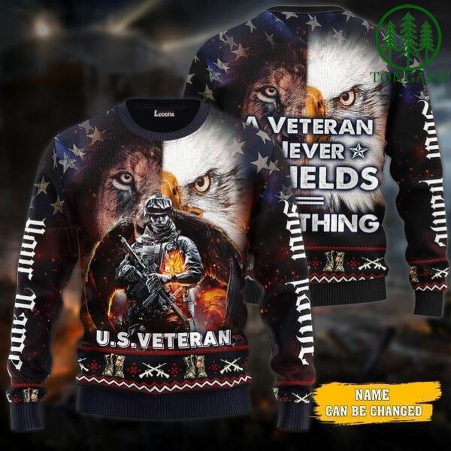 A Veteran Never Yields To Anything Ugly Sweater