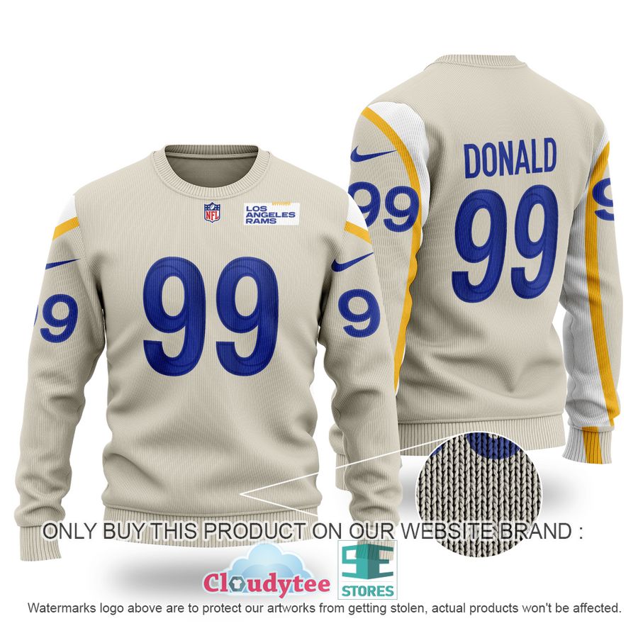 Aaron Donald 99 Los Angeles Rams cream Ugly Sweater – LIMITED EDITION