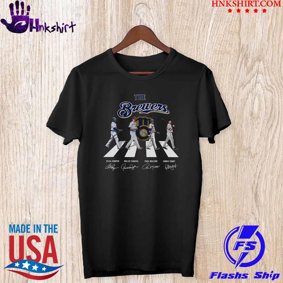 Abbey Road the Brewers Cecil Cooper Rollie Fingers Paul Molitor signatures shirt